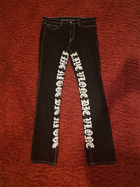 Vlone Live Alone Die Alone Old English Denim Jeans Grailed