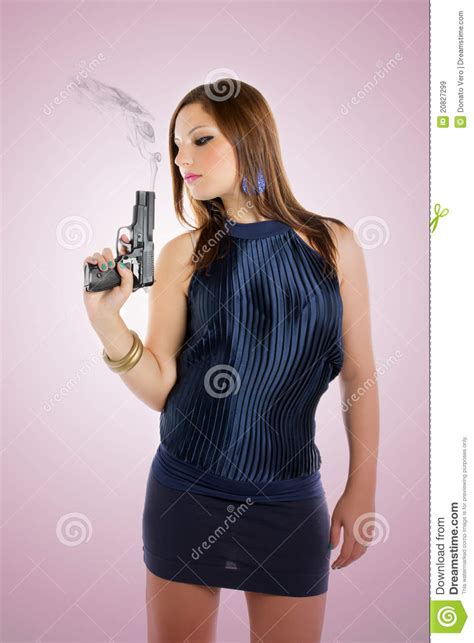 Pretty Girl With Gun Stock Image Image Of Woman Bullet 20827299