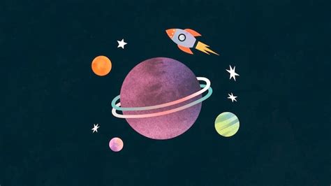 Premium Vector Colorful Galaxy Watercolor Doodle With A Rocket On