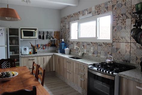 papel de parede de azulejo  cozinha decorando casas