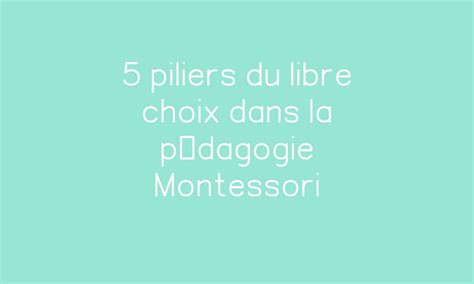 5 piliers du libre choix dans la pédagogie Montessori PDF à imprimer