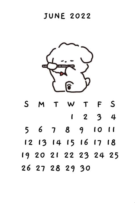 2022 Cute Aesthetic Calendar June Шаблоны календарей Страницы