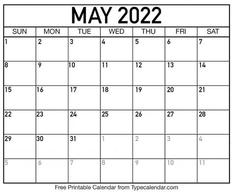 May 2022 Calendar May 2022 Free Printables