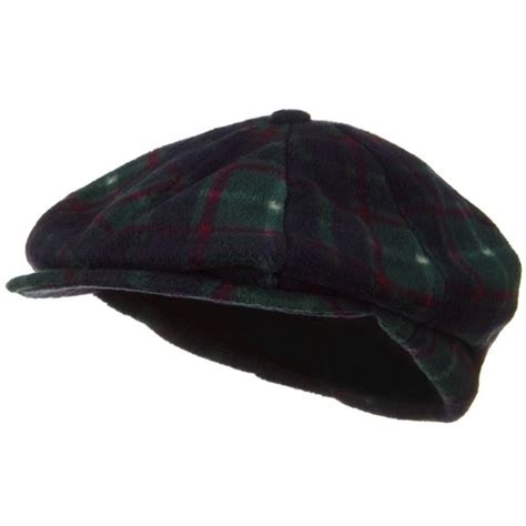 Fleece Winter Newsboy Hat Green Plaid C4116mt0htt