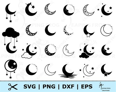 Moon And Stars Svg Png Cricut Cut Files Silhouette Files Etsy Canada