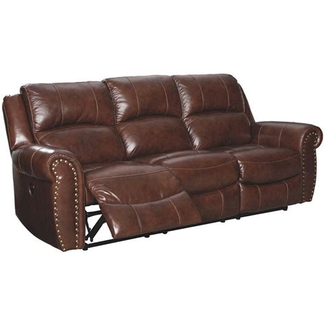 Buy Ashley Furniture Bingen Leather Power Reclining Sofa With Nailhead
