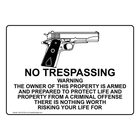 No Trespassing Warning The Owner Sign With Symbol Nhe 35129