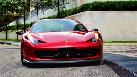 배경 화면 빨간 차 스포츠카 Ferrari 458 Italia 쿠페 고성능 차 페라리 458 바퀴 초차 육상