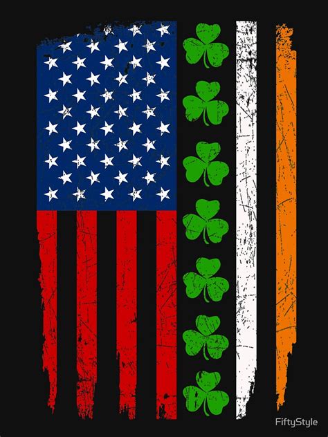 Irish American Flag Shamrock St Patricks Day T Shirt By Fiftystyle