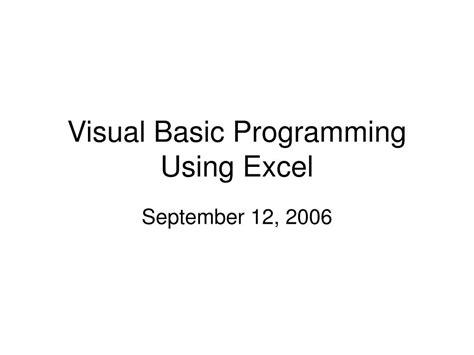 Ppt Visual Basic Programming Using Excel Powerpoint Presentation