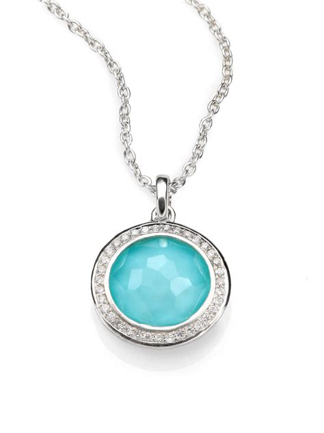 Ippolita Turquoise Doublet Diamond And Sterling Silver Pendant Necklace