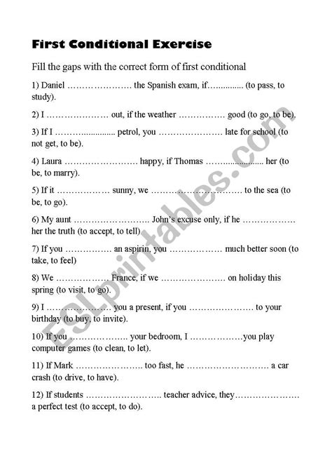 First Conditional Printable Exercises