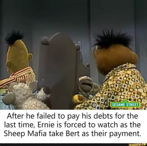 Last Time Ernie Is Forced To Watch As The Sheep Mafia Take Bert As Their Payment Ifunny