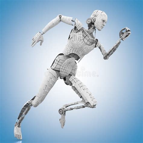 Female Humanoid Is Running Stock Illustration Illustration Of Robotic