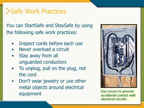 You must be very cautious and work safely. Electrical Safety : simplebooklet.com