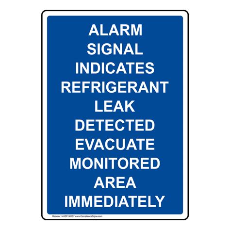 Portrait Alarm Signal Indicates Refrigerant Sign Nhep 30137