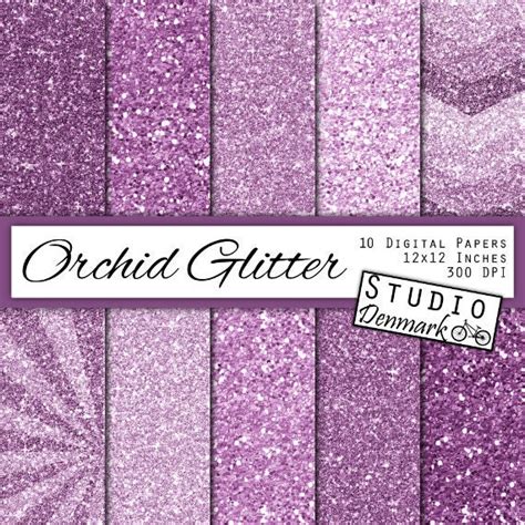 Purple Glitter Digital Paper Orchid Sparkle Chunky Glitter