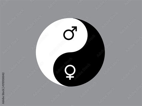 Yin Yang Symbol With Gender Male And Female Sex Symbol Stock Vector