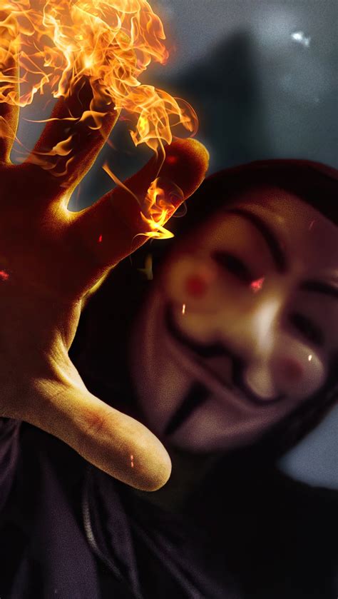 Mascara De Anonimo Con Mano En Fuego Fondo De Pantalla 4k Ultra Hd Id5262