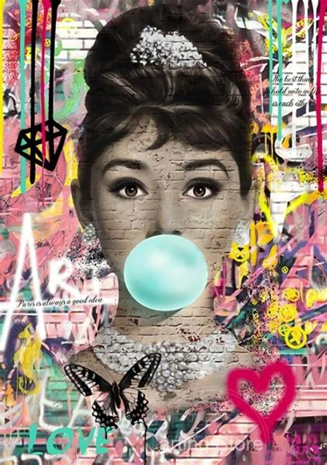 Blowing Bubble Gum Artmarilyn Monroe Wall Artabstract Canvas Etsy
