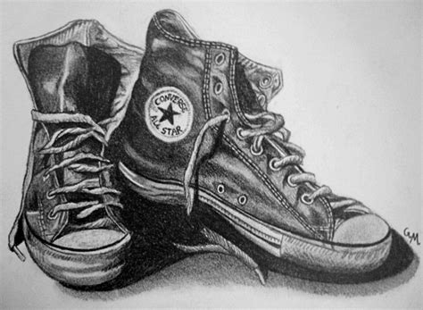 110lb cardstock, hb pencil, blue bic pen, red bic pen, a ruler, kneaded era. Drawing of my favorite shoes, Converses... I like Vans too ...