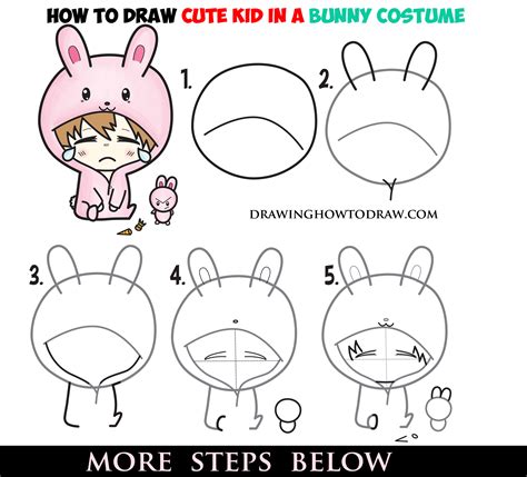 How To Draw A Cute Chibi Character In Bunny Rabbit Onesie Pajamas