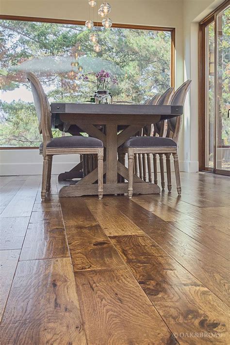 Custom Hand Scraped Hickory Floor In Cupertino Oak And Broad Rustic