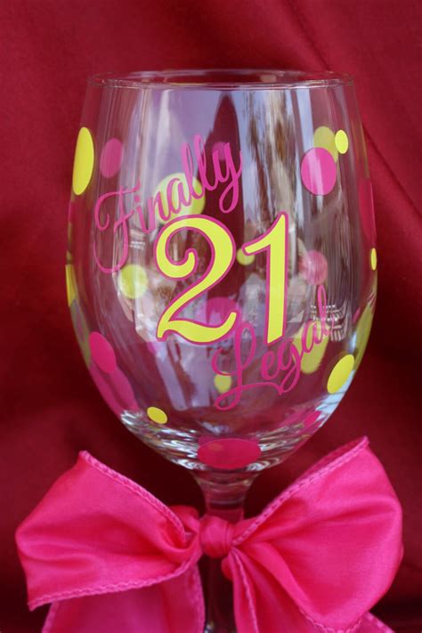 21st Birthday Wine Glass 21st Birthday T By Thevinylchick