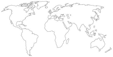 Unsere karten sind sortiert nach kontinenten und ländern. Weltkarte Schwarz Weiss Umrisse