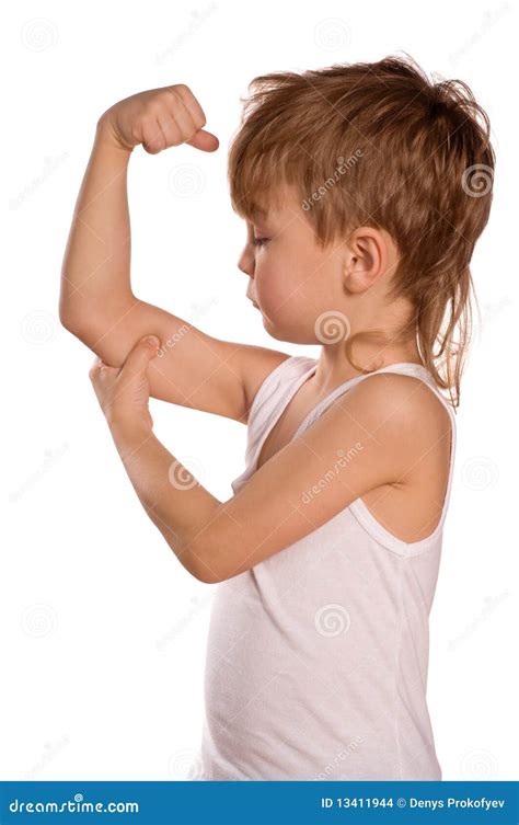Little Boy Flexing Biceps Stock Photo Image Of Human 13411944