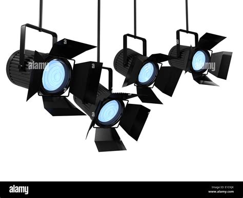 3d Studio Spotlights Hanging From The Ceiling Stock Photo Alamy