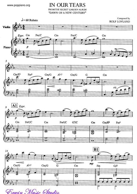 ★Secret Garden - In Our Tears ピアノ譜pdf- 香港ポップピアノ協会 無料PDF楽譜ダウンロード gakufu