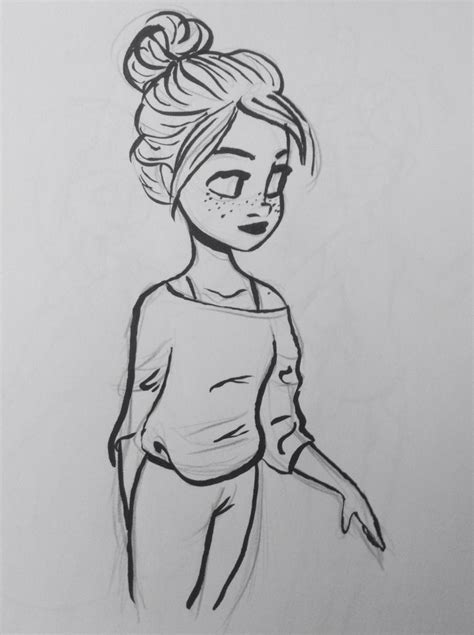 Easy drawing ideas for cool things to draw when you are bored. Girl sketch. By Yenthe Joline. | Art drawings sketches simple, Girl drawing sketches, Sketches