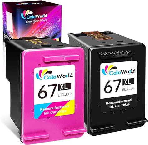 Coloworld For Hp 67xl Ink Cartridges Blackcolor Combo Pack