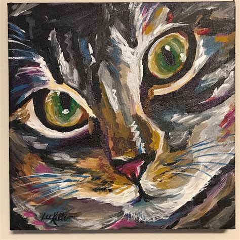 Colorful Cat Art Print Cat Canvas Art And Fine Art Paper Etsy Cat