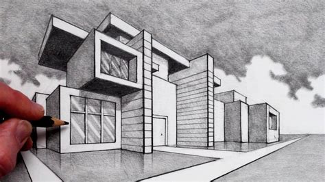 How To Draw In 2 Point Perspective Modern House Youtube