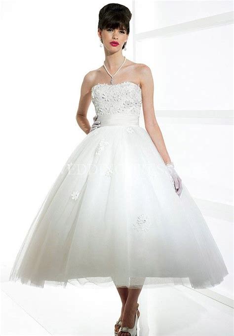 Ball Gown Sweetheart Tea Length Tulle Taffeta Beading Wedding Dress