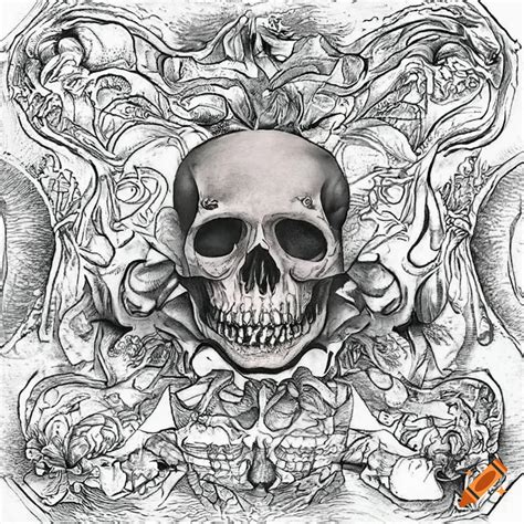 Lineart Skull Tattoo Design