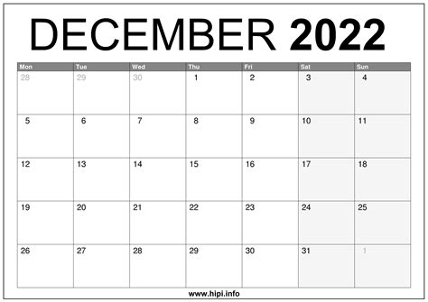 December 2022 Uk Calendar Printable Free Download