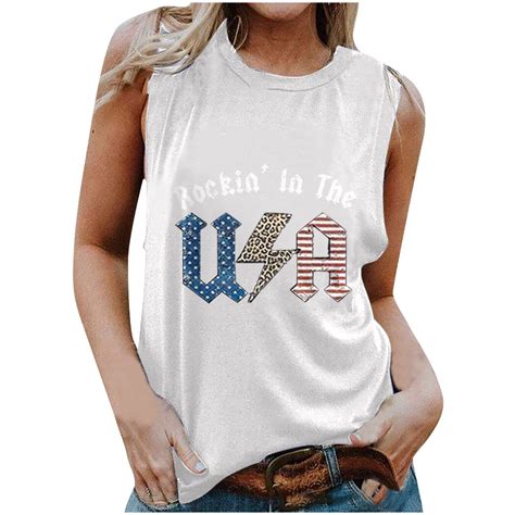 Cymmpu Summer American Flag Tank Tops Women 4th Of July Patriotic Shirt