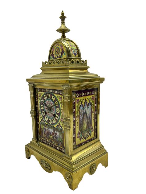 Late 19th Century Continental Brass Cased Striking Mantle Clock With A