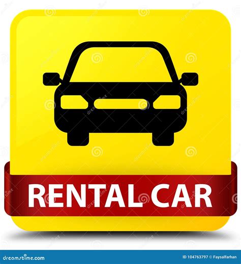 Rental Car Yellow Square Button Red Ribbon In Middle Stock Illustration