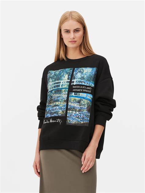 Women S Black Claude Monet Water Lillies Sweatshirt Primark