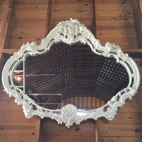 Hollywood Regency Mirror Hand Carved White Gorgeous Stunning Etsy