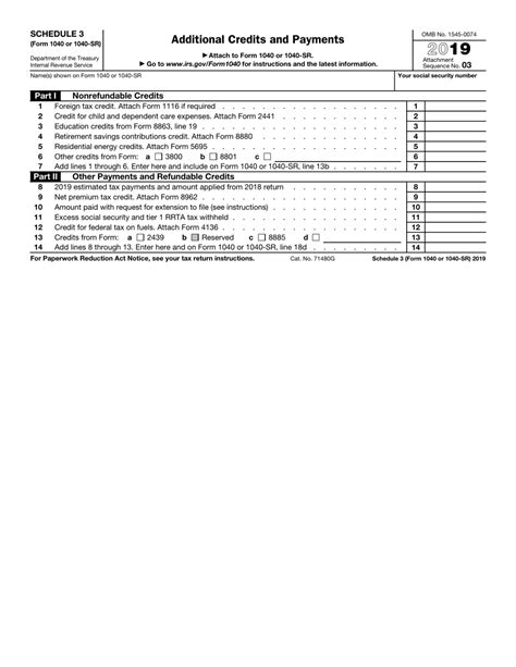 Irs Form 1040 1040 Sr Schedule 3 2019 Fill Out Sign Online And