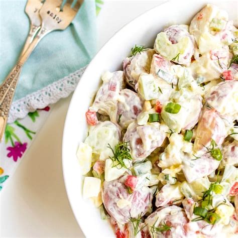 In a large bowl, combine the first five ingredients. Sour Cream Potato Salad - Home. Made. Interest.