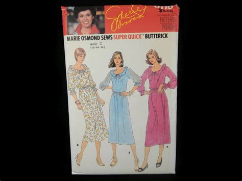 vintage marie osmond butterick sewing pattern 6118 misses dress size c 12 14 16 women s loose
