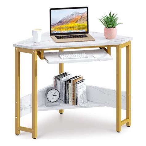 Odk Modern Triangle Corner Computer Desk With Smooth Keyboard Tray