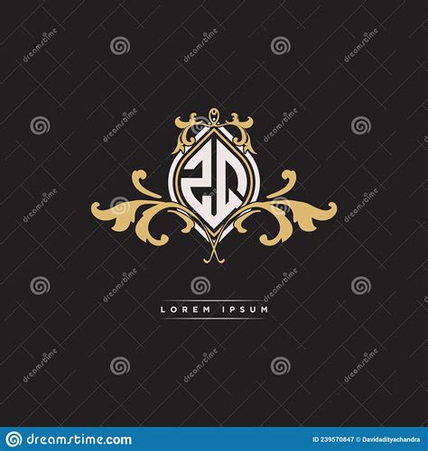 Zq Logo Monogram Ornamental Geometric Vintage Style Stock Vector