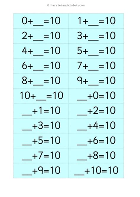Number Bonds To 10 Missing Numbers Worksheet